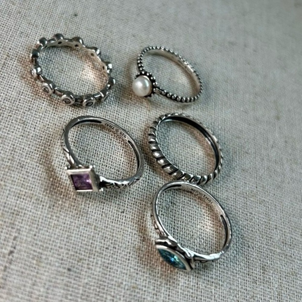 Silpada Set 5 Sterling Silver Stackable Rings Siz… - image 3